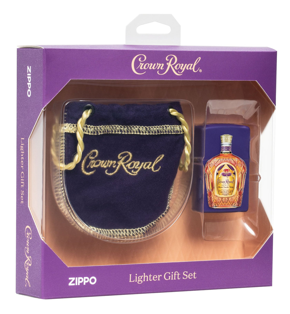 SET CADOU_BRICHETA ZIPPO 237 CROWN ROYAL WHISKEY + SACULET