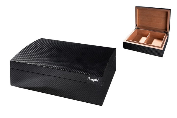 HUMIDOR ANGELO DIN CARBON 31.5X23X12 CM. FARA UMIDIFICATOR