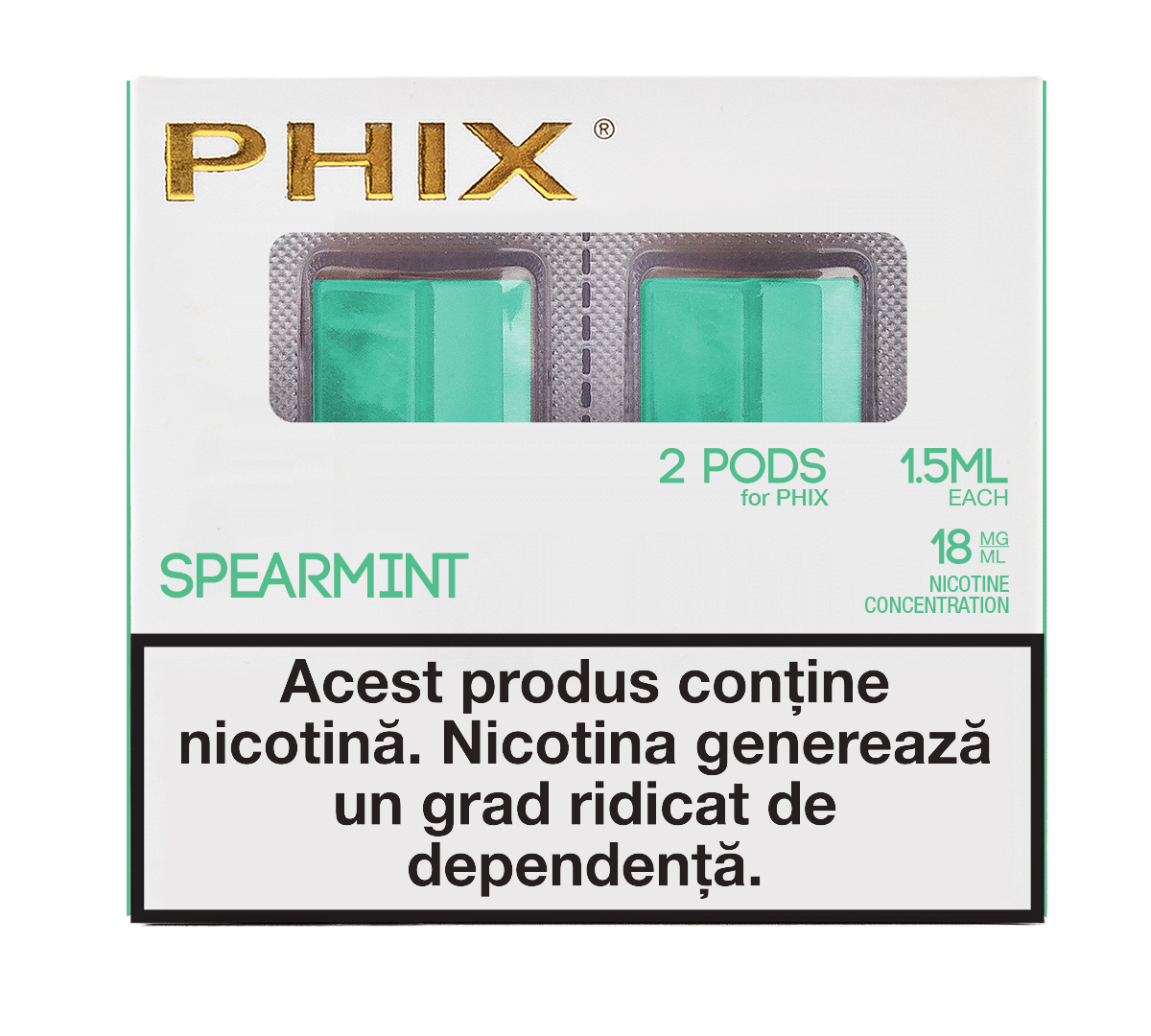 Phix PODS 2 PACK ( 2x 1.5 ml ) 18 MG Spearmint