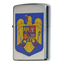 REG BRUSH FINISH CHROME ROMANIA-COAT OF ARMS - 200/CI013051