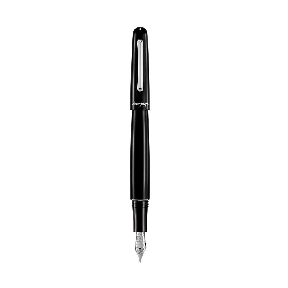 STILOU ELMO 01 MONTEGRAPPA DIN RASINA NEAGRA CU FINISAJ DIN OTEL INOXIDABIL