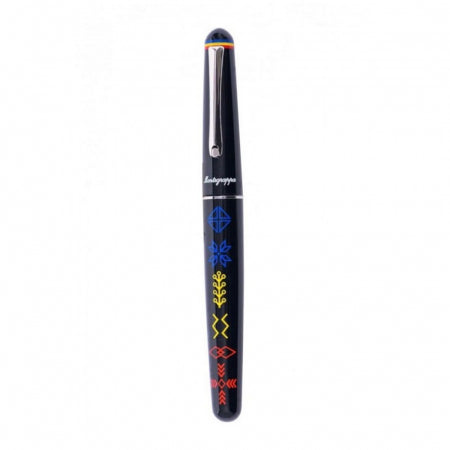 STILOU ELMO 02 MONTEGRAPPA INSEMNE ROMANESTI DIN RASINA NEAGRA CU FINISAJ DIN OTEL INOXIDABIL