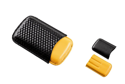 ETUI TRABUC  ANGELO 3S NEGRU 3D. PIELE NAPPA NEAGRA 3D/GALBENA