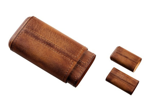 ETUI TRABUC ANGELO 3S. PIELE MARIO COGNAC INCHIS  INTERIOR LEMN DE CEDRU