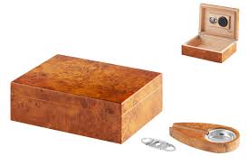 ANGELO HUMIDOR SET DARK BROWN  24X18X8CM